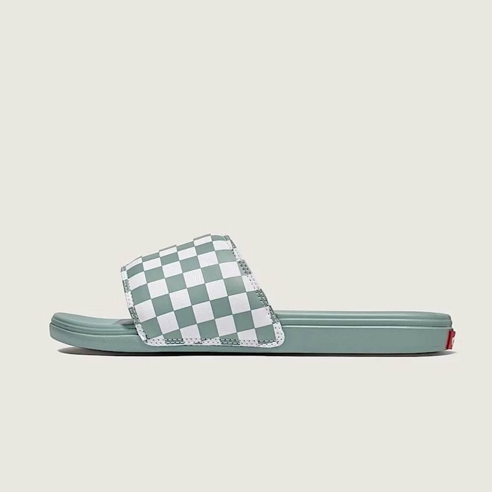 Vans La Costa Checkers Slide-On Sandals Sage Gray White board Mens Size 12 New